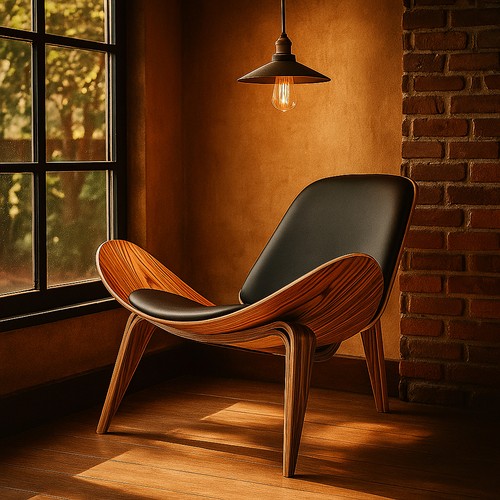 Classic shell chair - shell, leather