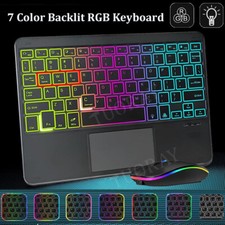 10" Touchpad Backlit Bluetooth Keyboard Mouse For MacBook iPad Android Tablet PC