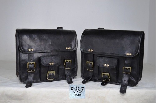 Leather motorcycle saddle bags - leather,