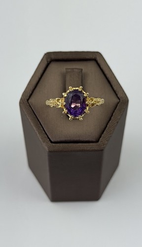Amethyst 9ct gold ring - ring,
