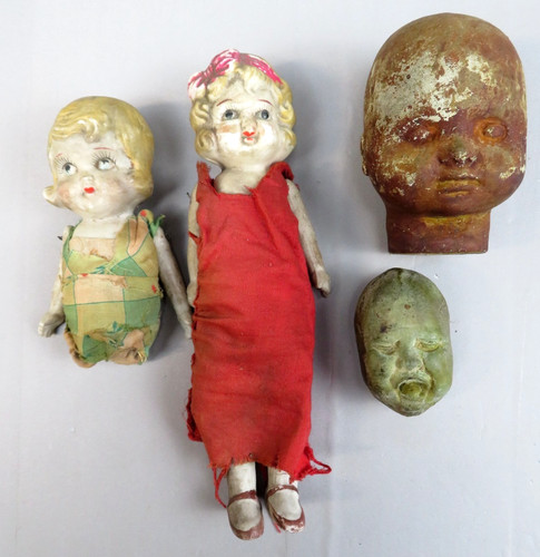 Antique doll oddity lot - doll, bisque