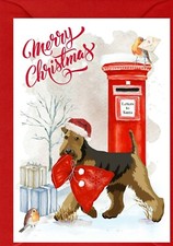 Airedale Terrier Dog A6 (4" x 6") Christmas Card - Blank inside -by Starprint