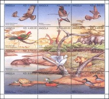 Angola 1996 Raptor/Turtle/Lion/Birds/Giraffe/Animals/Nature/Wildlife sht n17044