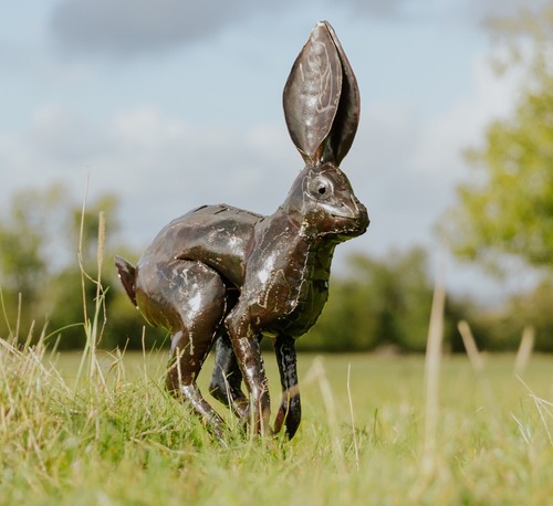 Metal leaping hare garden - metal,