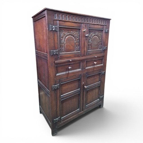 Carved oak drinks - drinks, cabinet