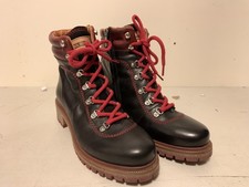 Pikilinos Aspe Black Ankle Boots Lace Up Side Zip Size UK 6