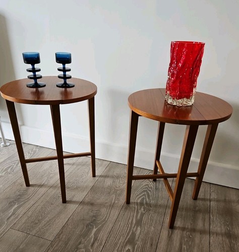 Teak folding side tables - side,