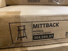 Adjustable Height Mittback TRESTLE TABLE Wooden Stand Leg + Shelf,Birch,White