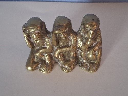 Brass miniature wise monkeys - brass,
