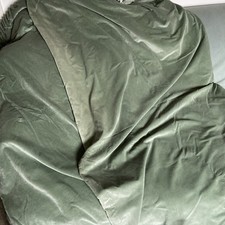 A Pair Of Vintage cotton Velvet teal Colour Curtains 80”L 86”W 