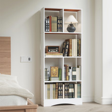 Corner Storage Open Shelf Bookcase Wooden Display Unit Organiser White Furniture