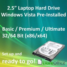 Hard Drive Windows Vista Pre-Installed 32 64 Bit x86 x64 Office Laptop 2.5" SATA