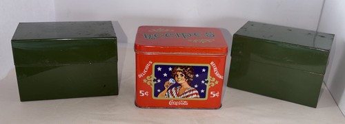 Vintage recipe box lot metal - box,
