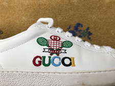 Gucci Ace Trainers Sneaker Shoes Tennis Embroidered Leather Mens UK 7 US 8 EU 41