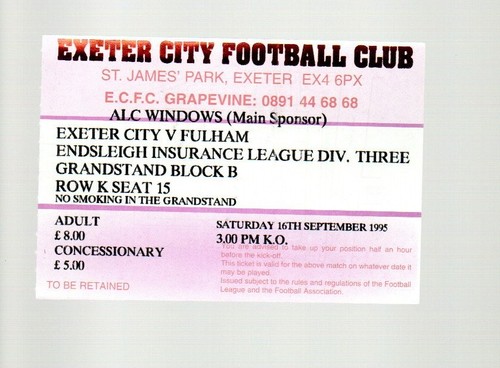 Used ticket exeter city - exeter,
