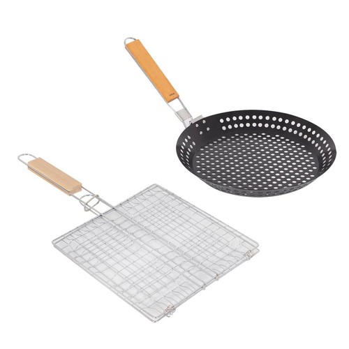 Bbq pan with foldable handle - with, &