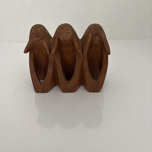 Three wise monkeys - monkeys, carved