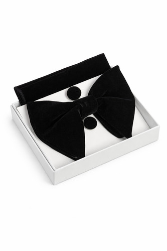 Black velvet butterfly bow - black,