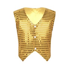 Kids Sparkly Sequin Vest Tops Jacket Street Dance Festival Performance Waistcoat