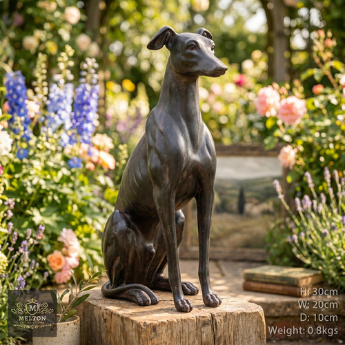 Small whippet resin bronze - small,