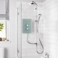 Mira Azora Dual Head Electric Shower 9.8kW Power Glass Clearscale 1.1634.156