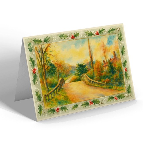 Xmas notelet saw mill - saw,