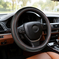 For Vauxhall Vectra C 2005-2010 Black Red Leather Steering Wheel Cover Protector