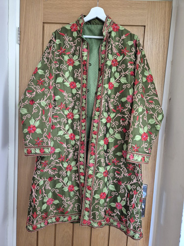 Green embroidered kashmiri - green,