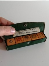 Vintage Benno Poker Dice Set 1950s Jumbo 22mm w/ Green Case & Leaflet England