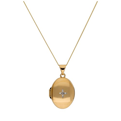 9ct gold oval locket with - gold,