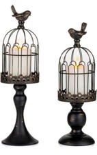 Sziqiqi Vintage Bird Cage Candleholder Metallic Lantern Set of 2 Decorative...