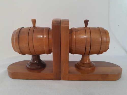 Vintage wood bookends hand - bookends,