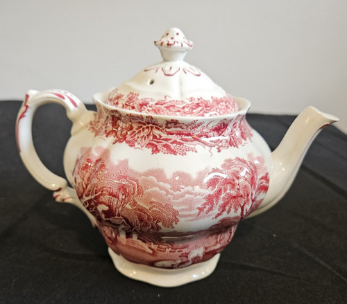 Booths scalloped pink teapot - scalloped,