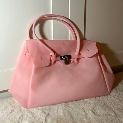 Women pink jelly tote bag - pink,