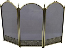 Inglenook 3 Panel Decorative Brass Fire Screen Fire Guard FIRE08