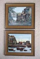 Framed Kevin Platt Print Pair - Mevagissey & Boddinnick H27 W32 cm