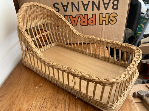 Vintage doll wicker crib - crib, bed