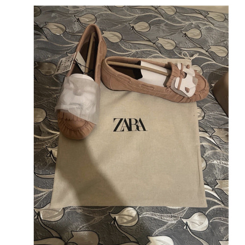 Zara beige leather flats - leather, bow