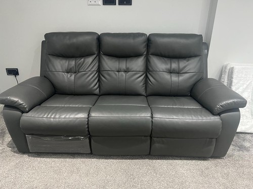 Leather grey electric recliner - electric,