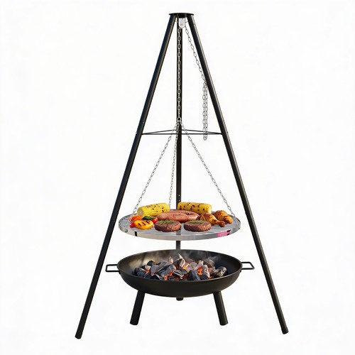 Metal fire pit bbq grill - pit, round