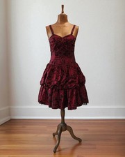 Vintage 80s Prom Dress Evening Party Cocktail Corset Brocade Burlesque - UK 10