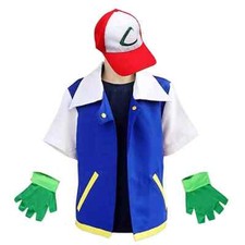 Kids Adults Pokemon Ash Ketchum Cosplay Full Set Costume Halloween Fancy Outfit