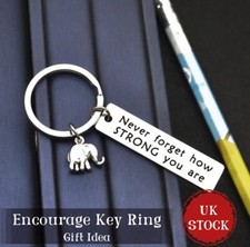 Elephant Never Forget How Strong You Are Key Chain Key Ring Keyring Gift Idea UK