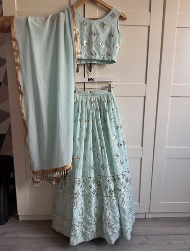 Blue organza embroidered - organza,
