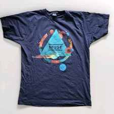 Muse T Shirt Rock Band Rare The Resistance Tour Merch Top Tee Ladies Navy Size S