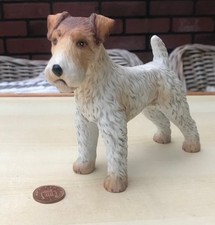 Ceramic White Terrier Dog Ornament Figurine Matt Glazed