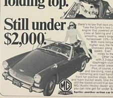 1967 Austin Healey MG Sprite Vintage print ad ready to frame and display
