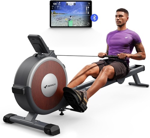 Magnetic rowing machine with - magnetic,