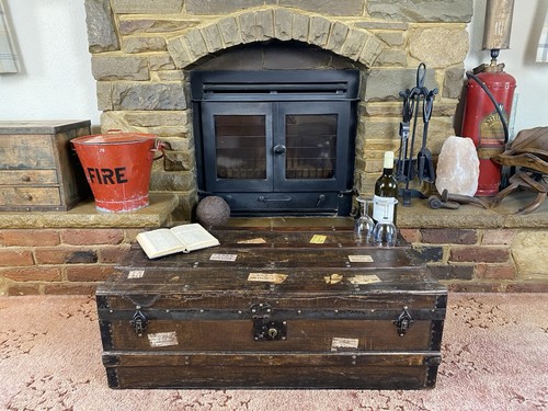 Old antique steamer trunk - antique,