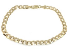 Heavy Gold Curb Bracelet 9ct Yellow Gold 7.5 Inch 6mm Wide Men’s Curb Bracelet